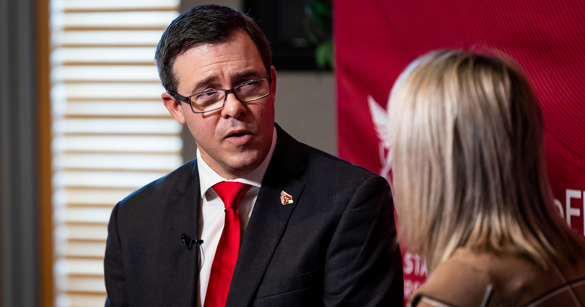 Jeff Mitchell being interviewed