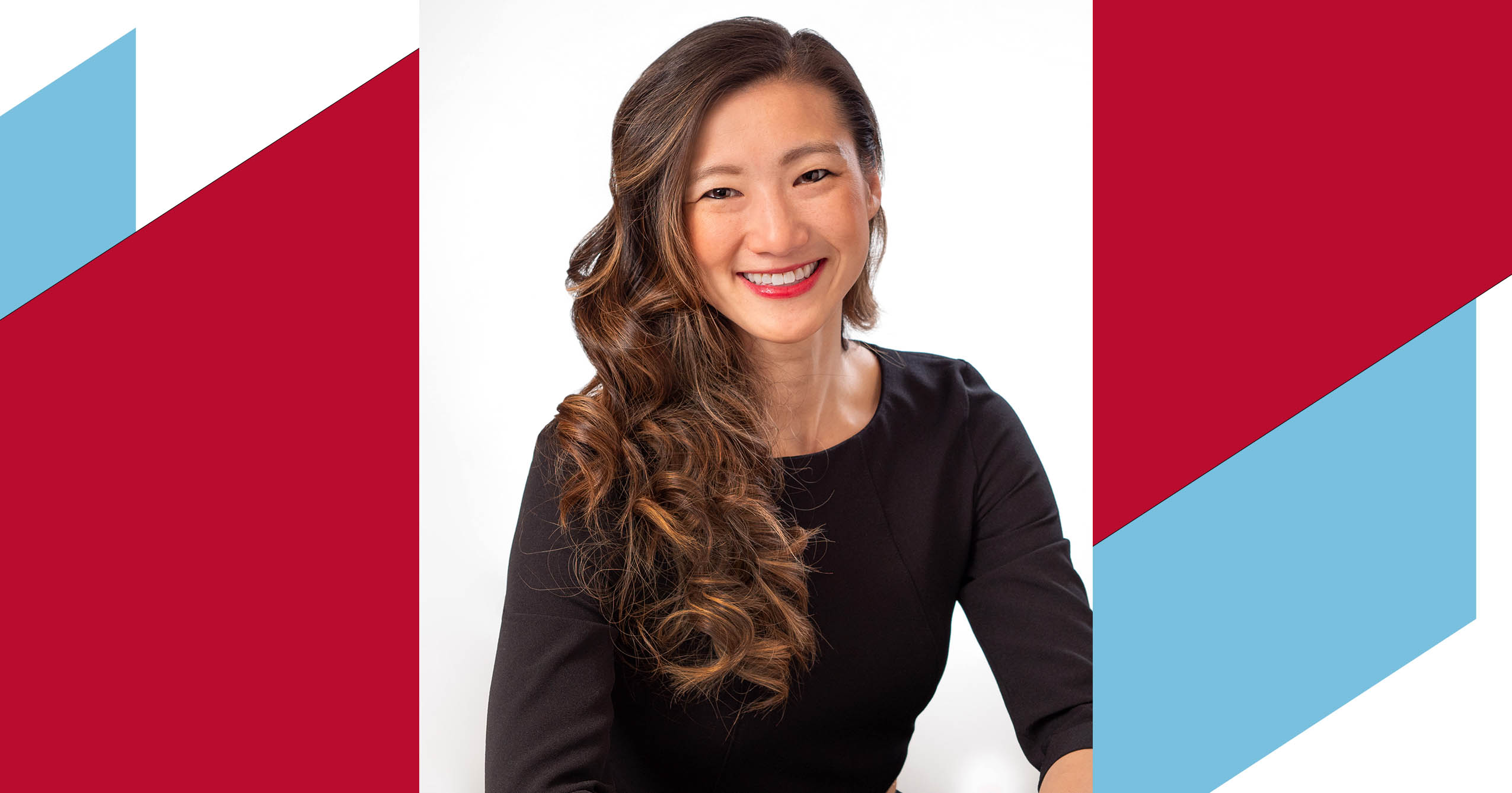 Dr. Ariana M. Chao smiling in a professional headshot framed by Ball State graphic elements.