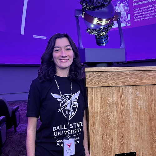 Olivia with projector